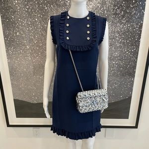Gucci Ruffle Shift Dress with Pearl Buttons